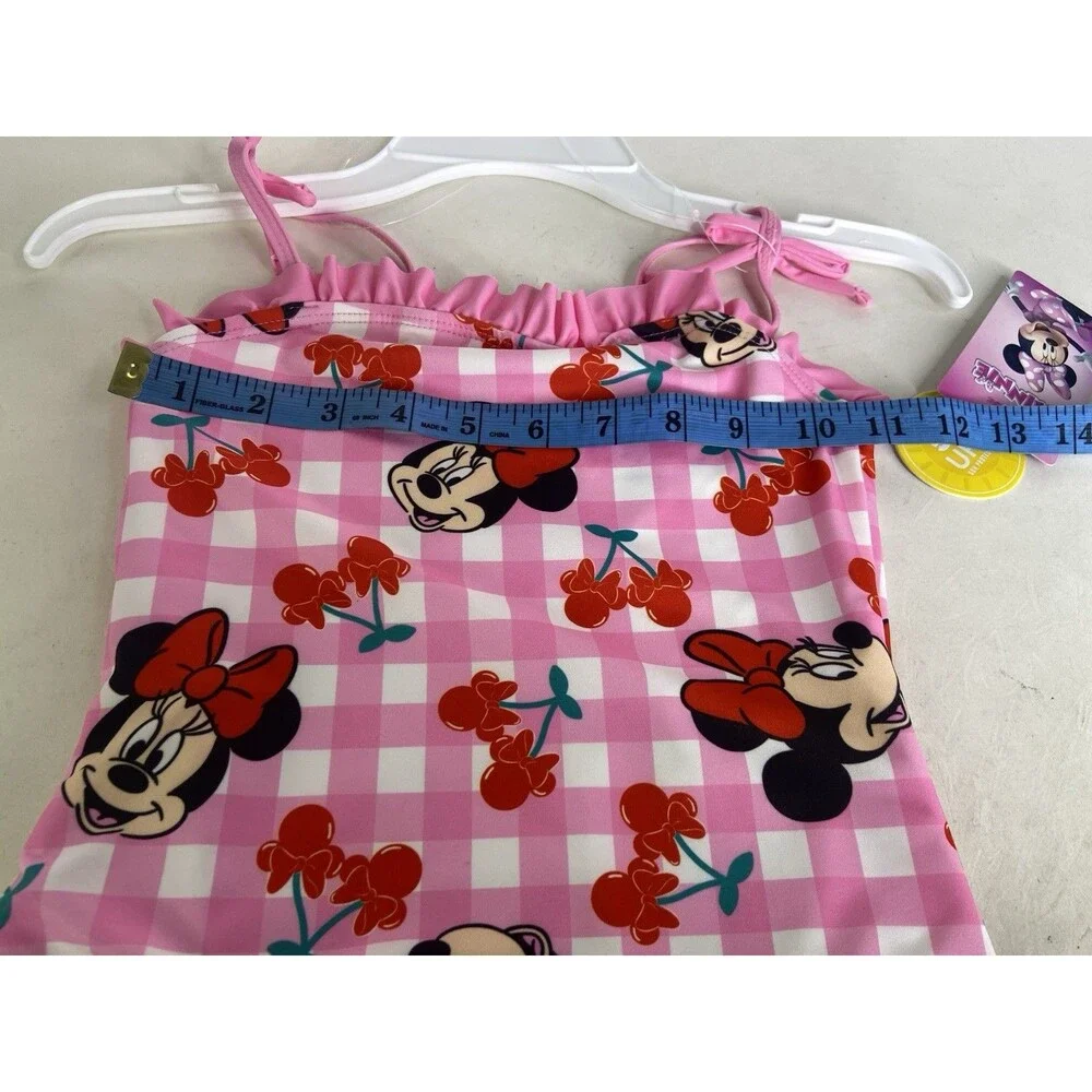 Disney Minnie Mouse Cherry Gingham One Piece Swimsuit Swimwear Girls Size 6